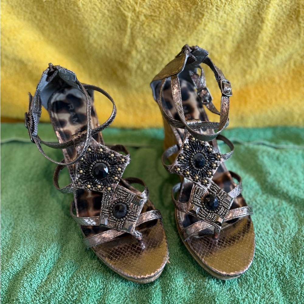 Rampage Brown Gladiator Sandals with Lace-Up Design